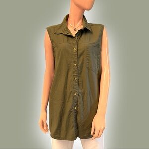 COLUMBIA Sleeveless Button Down Cotton Shirt
